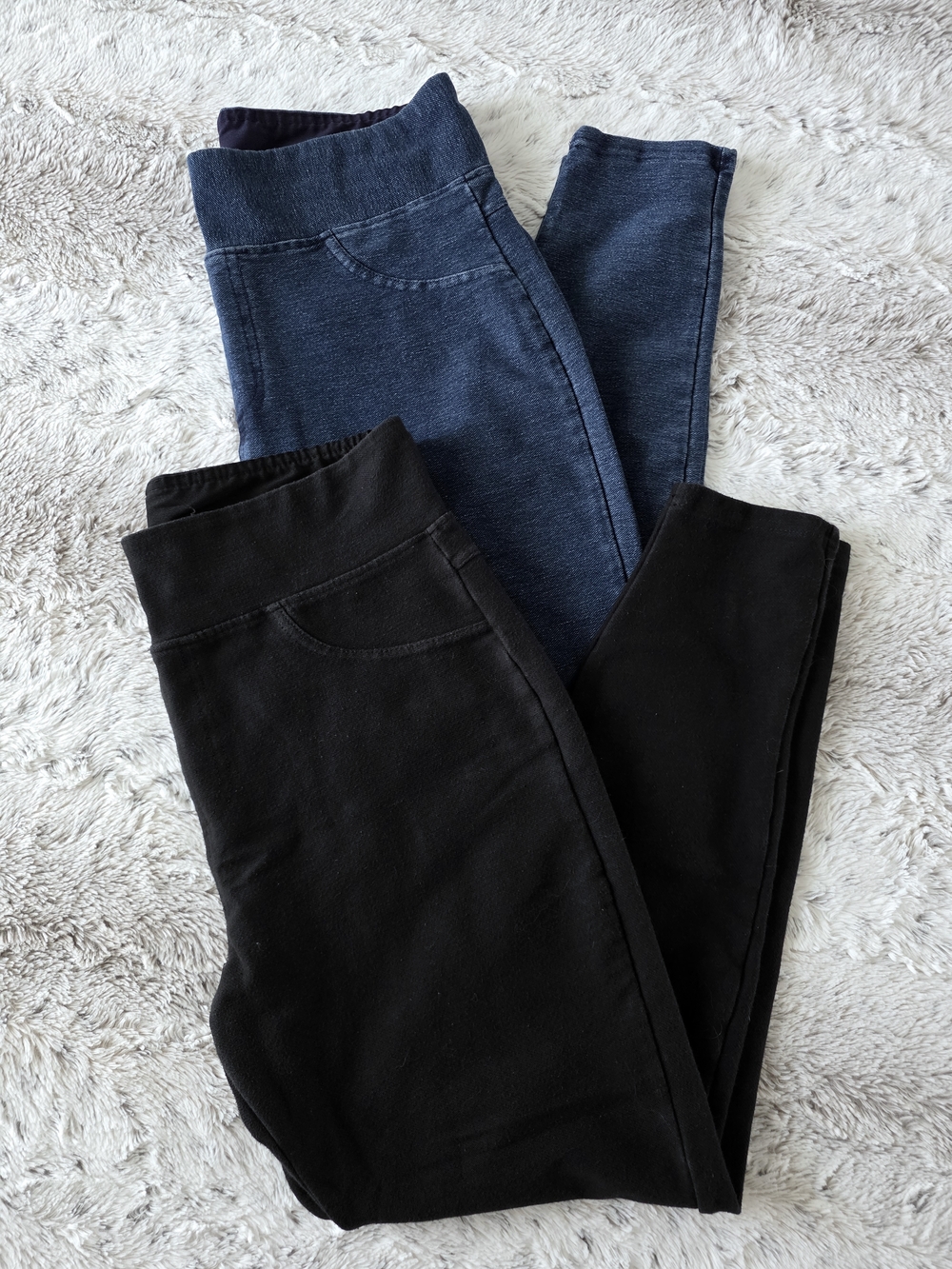 a new day - Black & Navy Jean Leggings Duo LARGE